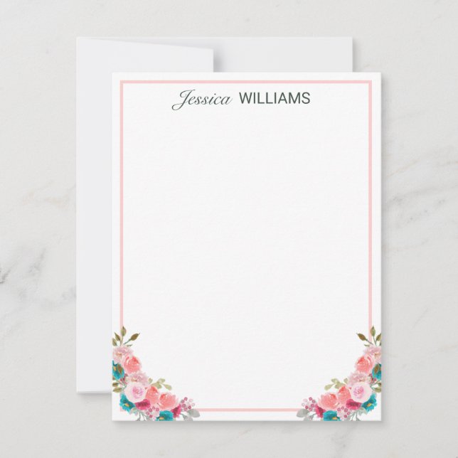 Feminine Tulip Floral Watercolor Personalised  Card (Front)