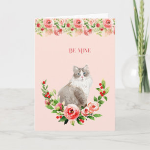 Feminine Valentine from the Cat Pink Floral Card