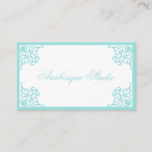 Feminine Vintage Baroque Blue on White Business Card