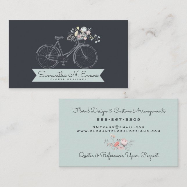 Feminine Vintage Bicycle | Modern Sketch Business Card (Front/Back)