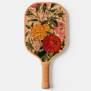 Feminine Vintage Floral Pastel Wood Cork Cute Pickleball Paddle