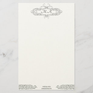 Feminine Vintage Monogrammed Personalised Initials Stationery