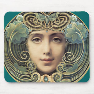 Feminine Vintage Nouveau Beauty Mouse Mat