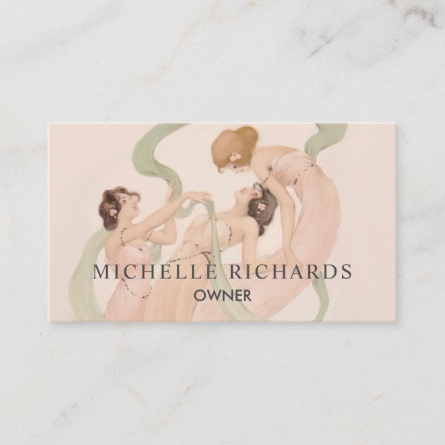 Feminine Vintage Nouveau Mayflies Business Card (Front)