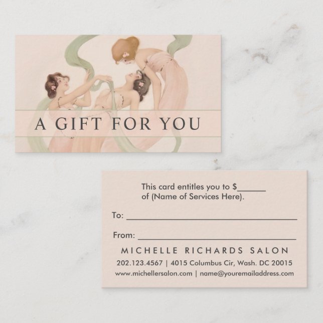 Feminine Vintage Nouveau Mayflies Gift Certificate (Front/Back)