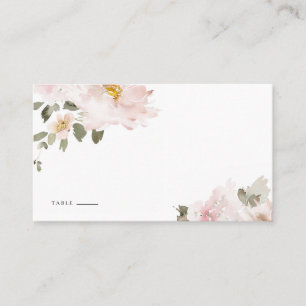 Feminine Watercolor Blush Flowers Floral Wedding Place Card