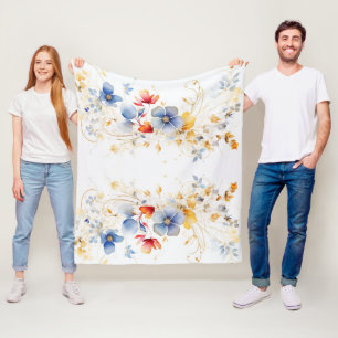 Feminine Watercolor floral fleece Blanket