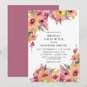 Feminine Watercolor Floral Garden Bridal Shower Invitation