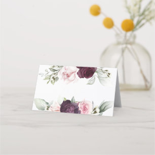 Feminine Watercolor Roses Botanical Place Card
