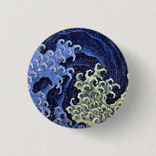 Feminine Wave Japanese Vintage Katsushika Hokusai 3 Cm Round Badge