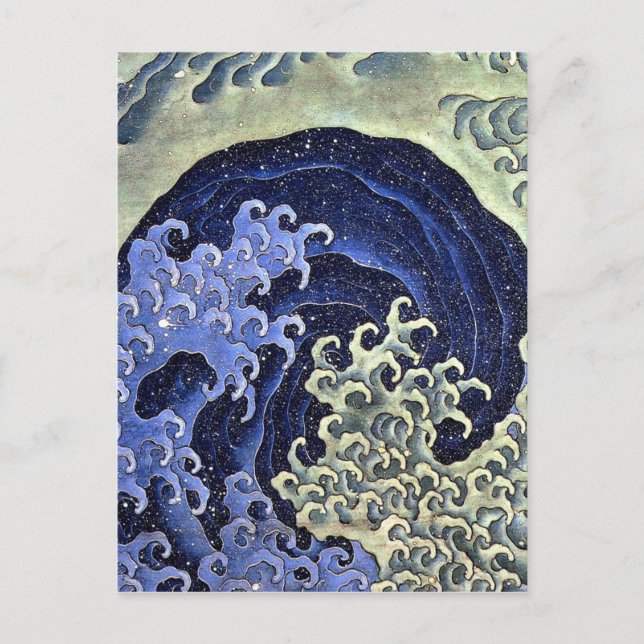 Feminine Wave Japanese Vintage Katsushika Hokusai Postcard (Front)