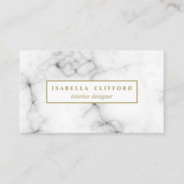 Feminine white marble |  professional logo business card (Front)