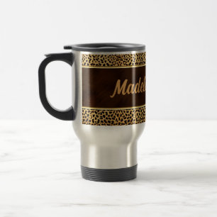 Feminine Wild Cheetah in Gold and Brown Travel Mug