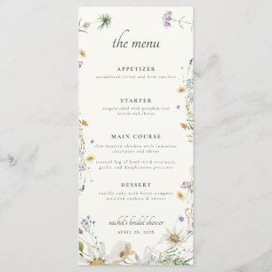 Feminine Wildflower Bridal Shower Menu