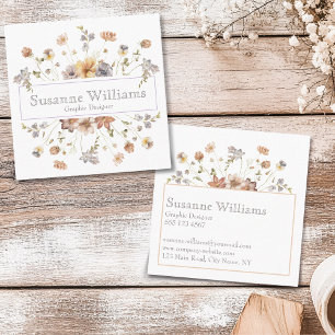 Feminine wildflower  square business card