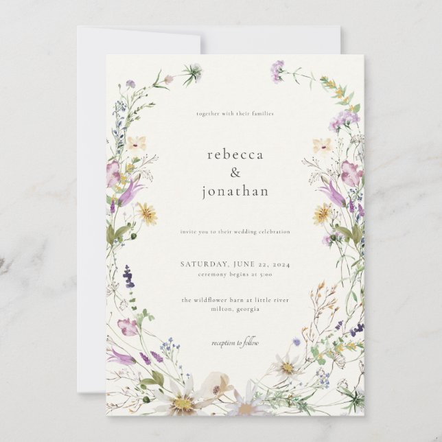 Feminine Wildflower Wedding Invitation Spring (Front)