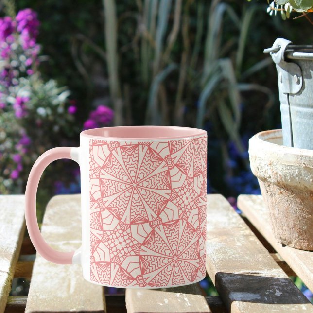Feminine with pale pink intricate pattern mug (Creator Uploaded)
