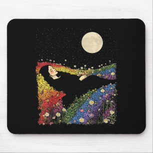 Feminine women's cute floral rainbow colour mouse mat