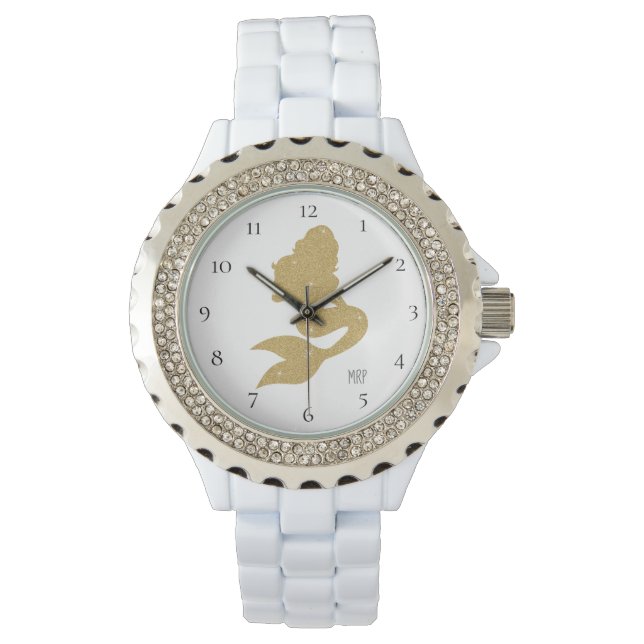 *~* Feminine Women's Gold Glitter Trendy Mermaid Watch (Front)