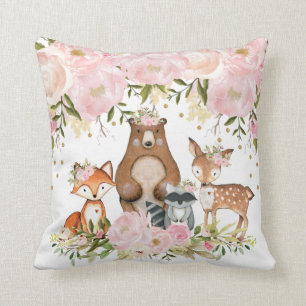 Feminine Woodland Animal Forest Girl Nursery Decor Cushion