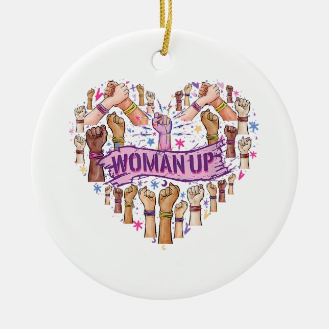 Feminism Feminist Strong Women empowerment Feminis Ceramic Tree Decoration (Front)
