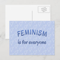 Feminism for everyone blue postcard