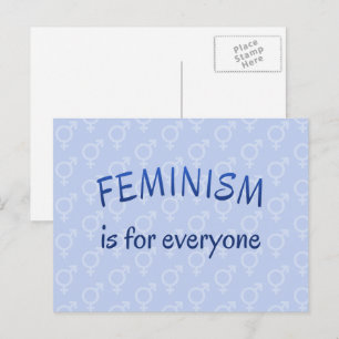 Feminism for everyone blue postcard