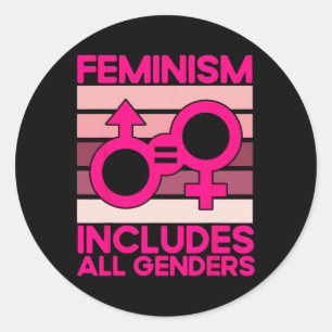 Feminism Includes All Genders  Classic Round Sticker