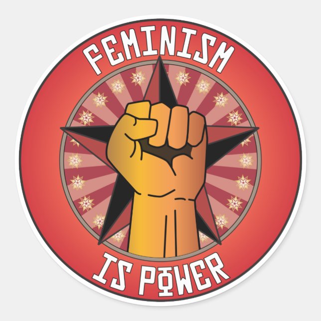 Feminism Is Power Classic Round Sticker (Front)