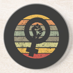 Feminism Symbol Design Retro Vintage, 70s 80s 90s Coaster