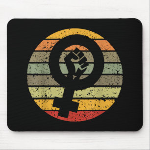 Feminism Symbol Design Retro Vintage 70s 80s 90s F Mouse Mat