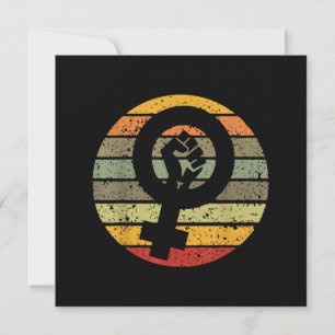 Feminism Symbol Design Retro Vintage, 70s 80s 90s Invitation
