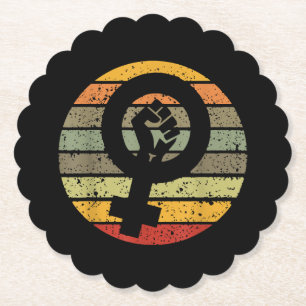 Feminism Symbol Design Retro Vintage, 70s 80s 90s Paper Coaster
