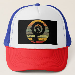 Feminism Symbol Design Retro Vintage, 70s 80s 90s Trucker Hat