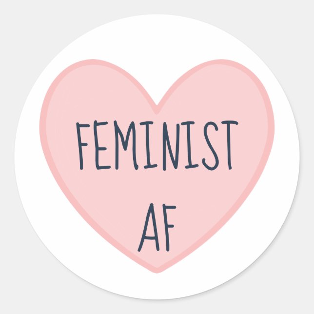 "Feminist AF" Classic Round Sticker (Front)