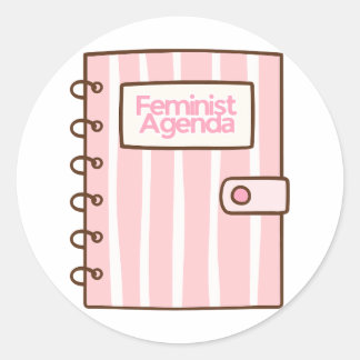 Feminist Agenda Pink Book Design | Cute Girly Femi Classic Round Sticker