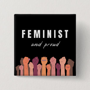 Feminist And Proud 15 Cm Square Badge