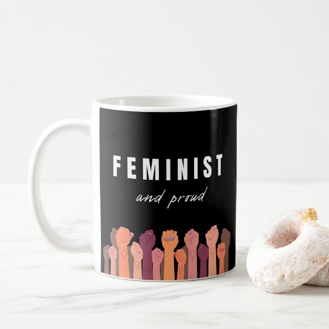 Feminist And Proud Coffee Mug (With Donut)