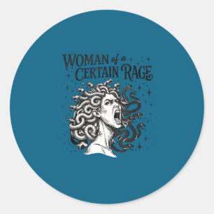 Feminist art empowerment woman of a certain rage  classic round sticker
