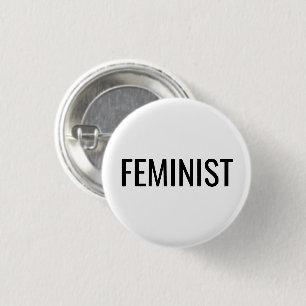Feminist black and white modern 3 cm round badge