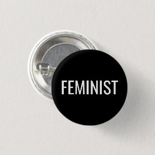 Feminist black and white modern button