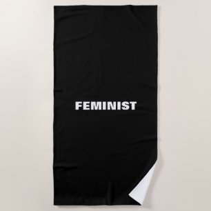 "Feminist" black white letters Beach Towel