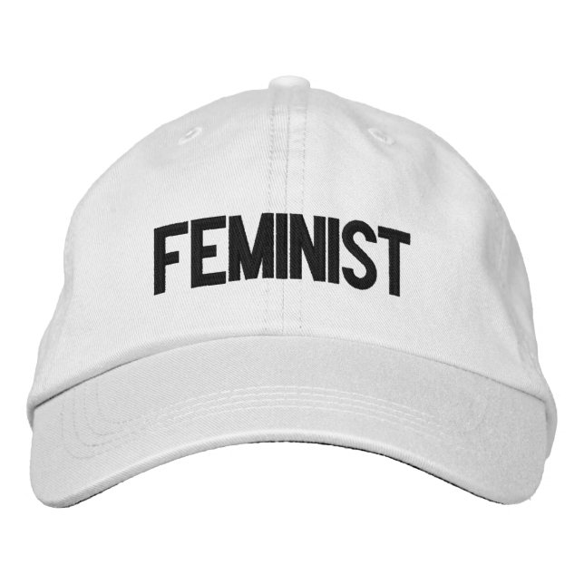 Feminist black white modern bold embroidered hat (Front)