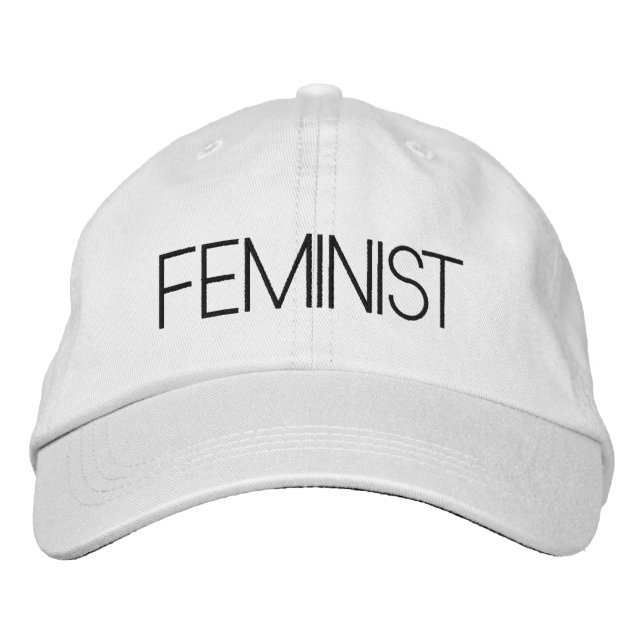 Feminist black white modern embroidered hat (Front)