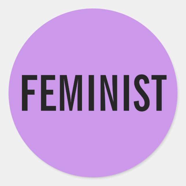 Feminist, bold black text on lavender stickers (Front)