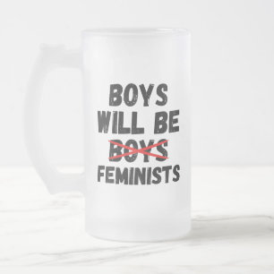 Feminist Boy - Boys Will Be Feminists II Frosted Glass Beer Mug