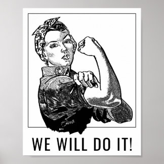 Feminist Can-Do Rosie-The-Riveter Graphic Line Art Poster