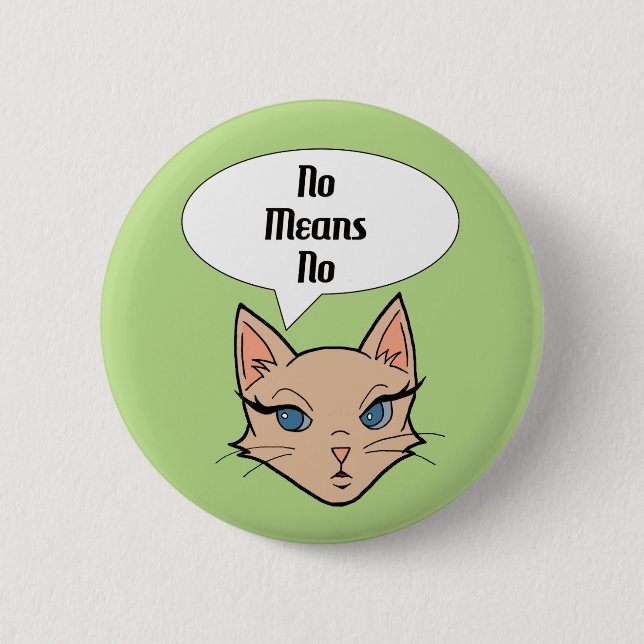 Feminist Cat Cartoon Illustration 6 Cm Round Badge (Front)