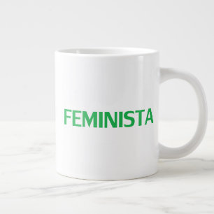 Feminist feminista in Spanish green white modern  Large Coffee Mug