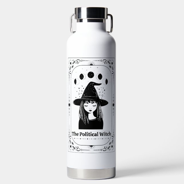 Feminist Gift Celestial Moon Zodiac Tarot Whimsy Water Bottle (Front)